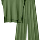 Round Neck Cap Sleeve Top and Pants Knit Set