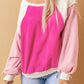 Round Neck Dropped Shoulder Color Block Sweatshirt