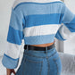 Color Block Round Neck Cropped Sweater