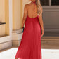 Pleated Halter Neck Sleeveless Dress
