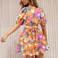 Printed Surplice Short Sleeve Dress