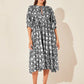 Floral Tie Neck Lantern Sleeve Dress