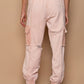 POL Distressed Cargo Denim Jogger with Crochet Pockets