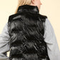 VERY J Shiny Metallic Zip Up Puffer Vest