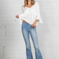 MID-RISE BANDED WIDER FLARE JEANS