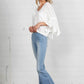MID-RISE BANDED WIDER FLARE JEANS