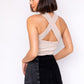 Criss Cross Halter Band Sweater Bodysuit