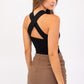 Criss Cross Halter Band Sweater Bodysuit
