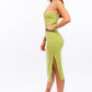 RING DETAIL ONE SHOULDER KINT MIDI DRESS