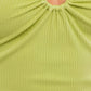 RING DETAIL ONE SHOULDER KINT MIDI DRESS