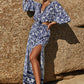 Printed Half Sleeve Top and Slit Skirt Set