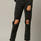 HIGH RISE DESTROYED BLACK JEANS