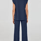 Round Neck Cap Sleeve Top and Pants Knit Set