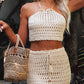 Tassel Tied Top and Openwork Skirt Cover Up Set