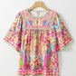 Printed Round Neck Half Sleeve Blouse