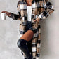 Plaid Button Up Long Sleeve Longline Outerwear