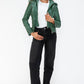 Snobbish Faux Leather Zip Up Drawstring Hooded Jacket