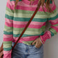 Striped Round Neck Long Sleeve Sweater