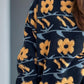 Flower Contrast Round Neck Long Sleeve Sweater