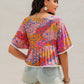 Ruched Printed Half Sleeve Blouse