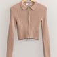 HYFVE Ribbed Double Zip Cropped Cardigan