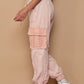POL Distressed Cargo Denim Jogger with Crochet Pockets