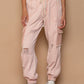 POL Distressed Cargo Denim Jogger with Crochet Pockets