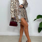 Leopard Lapel Collar Long Sleeve Longline Blazer
