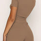 Round Neck Short Sleeve Top and Pants Set