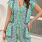 Printed V-Neck Cap Sleeve Romper