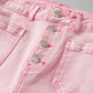Raw Hem Button-Fly Jeans with Pockets