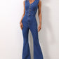 V-Neck Sleeveless Denim Jumpsuit