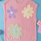 Crochet Flower Round Neck Sweater Vest