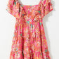 Ruffled Printed Square Neck Dress