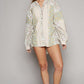 POL Long Sleeve Knit Mixed Hoodie Plaid Shirt