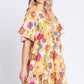 GeeGee Floral V-Neck Ruffle Hem Mini Dress