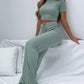 Round Neck Short Sleeve Top and Pants Set