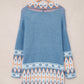 Geometric Open Front Long Sleeve Cardigan