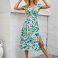 Cutout Slit Printed Cap Sleeve Dress