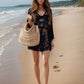 Lace V-Neck Three-Quarter Sleeve Cover Up