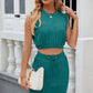 Round Neck Sleeveless Top and Drawstring Skirt Set