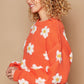 POL Daisy Pattern Drop Shoulder Sweater