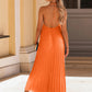 Pleated Halter Neck Sleeveless Dress