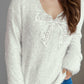 Bow Pearl Detail V-Neck Long Sleeve Sweater