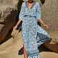 Printed Half Sleeve Top and Slit Skirt Set