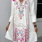 Lace Detail Printed Three-Quarter Sleeve Dress