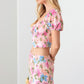 Le Lis Floral Puff Sleeve Crop Top and Mini Skirt Set
