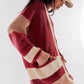 Pocketed Contrast V-Neck Long Sleeve Cardigan