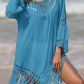 Cutout Fringe Scoop Neck Cover-Up
