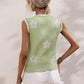 Floral Contrast Ribbed Trim Sweater Vest